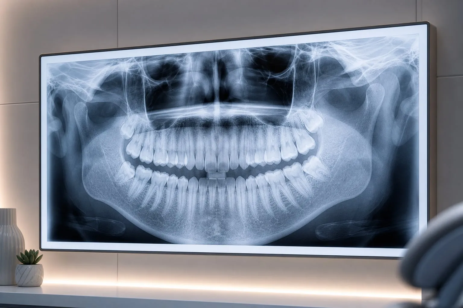 A dental scan reviewed on screen during implant planning